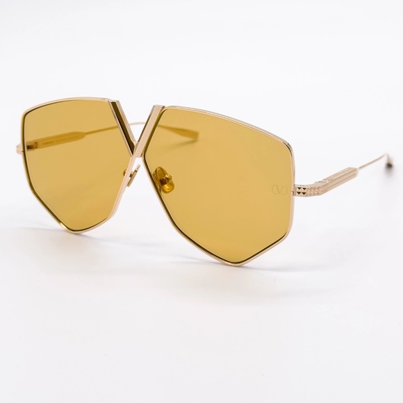 VALENTINO V-HEXAGON TITANIUM Sunglasses Gold $1436 Unisex NWT main image 4